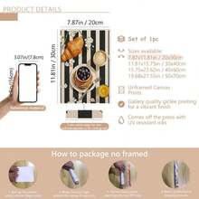 1pc Canvas Hanging, [French Cafe Wall Canvas Art, Fashion Breakfast Poster, Minimalist Food Illustration, Black And White Kitchen Print, Fashion Cafe Illustration] Canvas Wall Art, Funky Girl Art, Inspirational Quote Art, Home Decor, - Multicolor - View 20