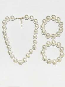 1 Set de 3 Collares, Pulseras y Juego de Joyas Hechas a Mano con Cuentas Geométricas Redondas de Plástico Estilo Bohemio, Regalo para Mujeres, Uso Diario