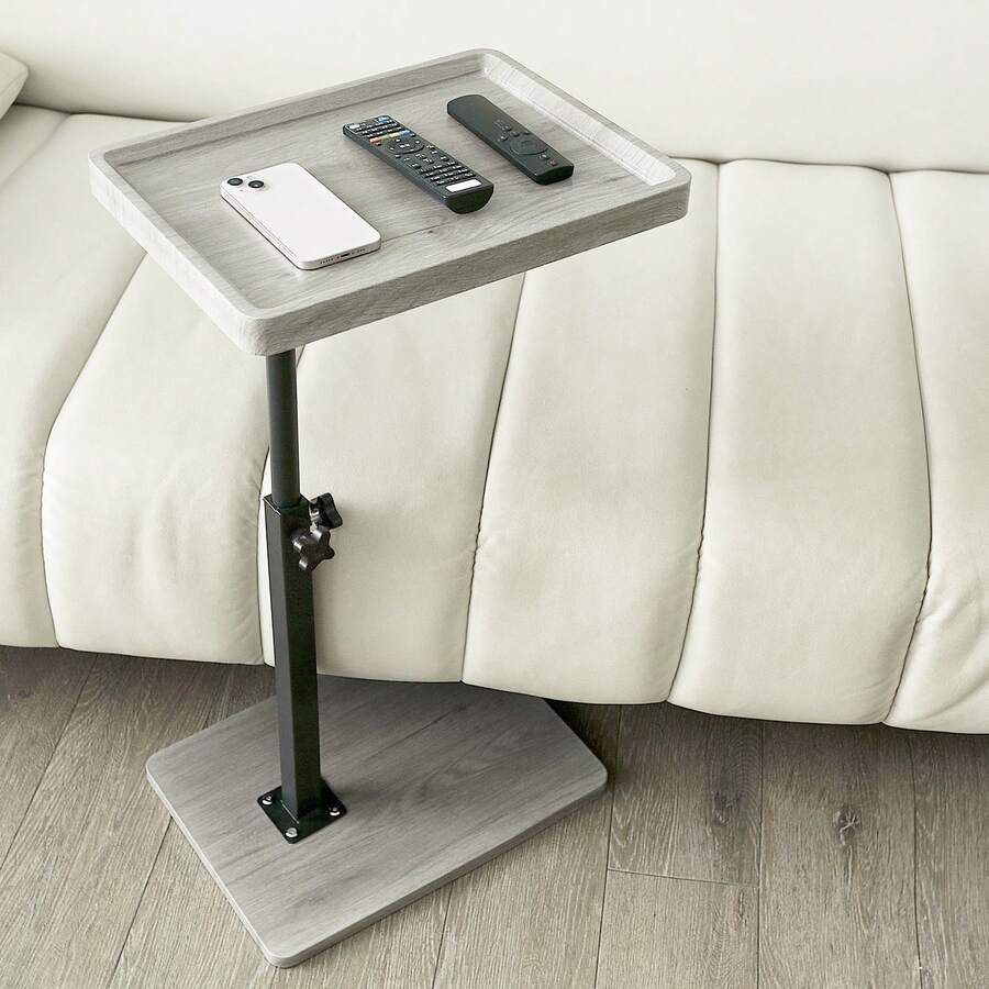 Gets Adjustable C Shaped Side Table, C Table End Table With Wheels For Sofa, 360° Swivel Sofa Table For Livingroom,Bedroom,Study And Small Spaces,Bedside Tables - Màu xám nhạt không có bánh xe - Xem 1