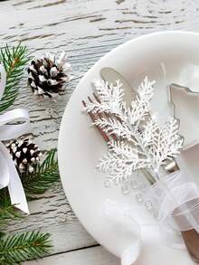 10pcs Artificial Christmas Tree Ornaments, Faux Cedar Leaves, Suitable For Home Decor, Wreaths Christmas Decorations Room Decor