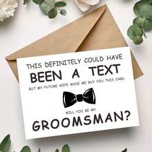 2pcs Elegant Groomsman Invitation Cards - "Time To Suit Up!" With Tuxedo Illustration, Perfect For Wedding Celebration, Gentlemen's English Greeting - Camel - View 18