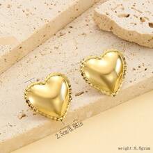 Pendientes personalizados creativos, serie de estilos de corazón, tornillo y cuadrado geométrico chapados en oro de acero inoxidable