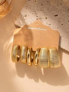 6-18pcs Geometric Textured Teardrop Golden Fashion Bohemian Style Earrings, Suitable As Gifts For Family And Friends For Holidays (Paper Card Packaging)