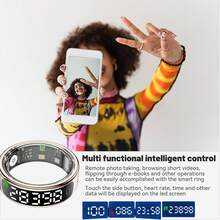 FONADA Smart Health Ring For Women Men, Smart Ring Fitness Tracker For IOS Android, Heart Rate, Blood Oxygen, Blood Pressure, Sleep Monitoring,5ATM Waterproof, No Subscription Fee,Ideal Christmas, New Year's Day, Valentine's Day, Father's Day, Mother's Day And Birthday Gifts, Free Shipping - 黑色 - 查看 8