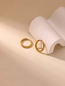 1 Pair Cute Hoop Earrings For Women Stainless Steel Gold Color Piercing Earring 2025 New Fashion Wedding Couple Party Jewelry Gift