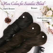 FESHFEN Clip-In Extensions, 50 Cm Wavy Clip-In Hair Extensions Blonde For Women, 5 Pieces, Natural Hair Extensions, Synthetic Hairpiece, Hair Extensions - Dark Brown - View 3