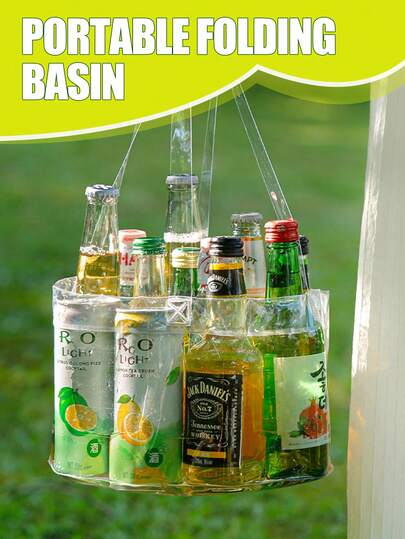 Transparent Portable Folding Travel Laundry Bag, Outdoor Folding Bucket, Disposable Compression Washbasin, Transparent Washing Bag, Multifunctional Portable Washing Bucket-Essential For Camping, Folding Washbasin, Vegetable Basin And Footbath. Easy To Clean, Light In Weight And Retractable. Suitable For Family