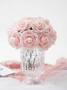 25 pièces/1 paquet Roses artificielles roses réalistes de haute qualité avec tiges, emballage en sac OPP (sans boîte-cadeau incluse) - Parfait pour les cadeaux de la Saint-Valentin, les décorations de la Saint-Valentin, les bouquets de mariage DIY, les centres de table pour la fête des mères, la décoration de la maison, la décoration de la chambre