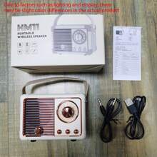 AyeBeau سماعة بلوتوث لاسلكية محمولة صندوق موسيقى صوت محمول سماعة باس صغيرة للتحدث الحر، سعة بطارية 400مللي أمبير/1.48 واط في الساعة، سماعة محمولة رجعية صغيرة مع فتحة بطاقة TF وراديو