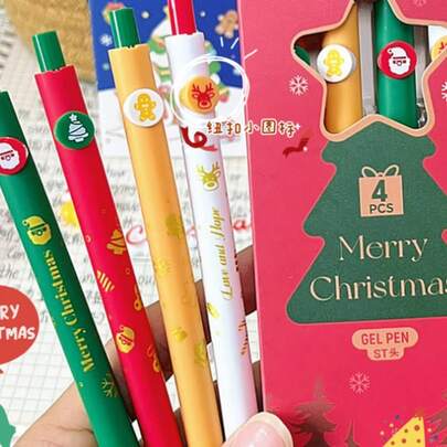 Christmas Limited Edition Button Pen – Halloween Press Gel Pen With 0.5mm Black Ink | Student Signature Pen For Festive Seasons