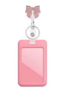 1pc ID Card Holder With Bow Retractable Nurse Badge Reel Cute Resin Bow Teacher Badge Reel For Keys Keychain Best Gift For Doctor Nurse Teacher Student Office Worker For Women Money Wallet Mini Wallet Purse Wallet Card Wallet
