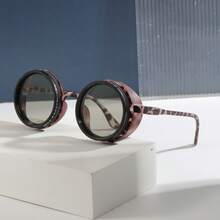 1件男女通用复古朋克风个性街头时尚单品，适合驾驶、钓鱼、日常休闲穿着，锌合金镜框 - 彩色 - 查看 4