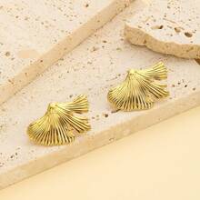 Pendientes de botón personalizados creativos, serie geométrica, labios, corazón sencillo, corazón doble, mariposa chapada en oro de acero inoxidable