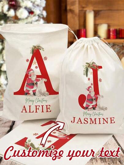 Sacola de presente de Natal personalizada, Sacola de presente de Natal, Sacola de Natal, Sacola de brindes de Natal, Sacola de Papai Noel, Presentes de Natal, Presente personalizado