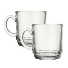 Jogo 2 Canecas Vidro Transparente 250ML Chocolate Quente Cha Cafe