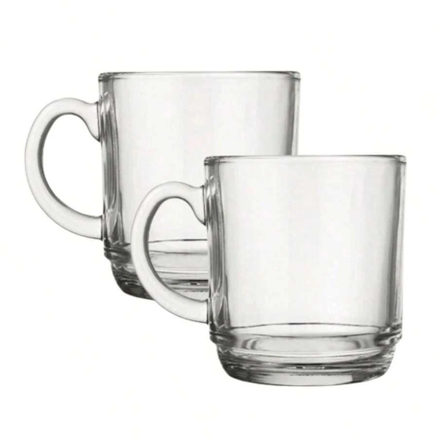 Jogo 2 Canecas Vidro Transparente 250ML Chocolate Quente Cha Cafe