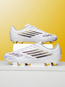 New Recommended Soccer Shoes For Men, Women, And Teenagers, Featuring Long Studs, Non-Slip, Low-Top, Durable Design For All-Season Wear, Suitable For Daily Grass Soccer Training And Matches - White - View 2