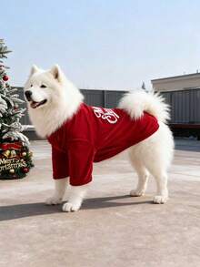 圣诞派对宠物服装，适合小型、中型和大型犬和猫，秋冬季 - 紅色 - 查看 3