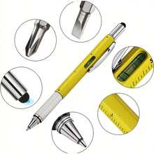 1pc/2pcs 6-In-1 Multifunctional Tool Pen, Building Tool, Gift Pen With 1.0mm Black Ballpoint Pen, Ruler, Stylus, Level, Screwdriver, Pen Tool, Gift For Men, Christmas, Birthday, Teacher - Multicolor - View 9