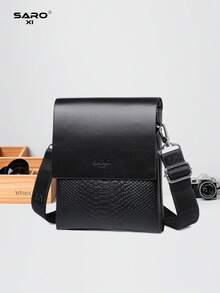 saroxi 1pc Fashion New Men Shoulder Bag Crossbody Bag Multi-Layer Lightweight High-End Black Outdoor Men Messenger Bag Side Pocket Square Bag Multi-Function Suitable For Commuting PU Leather Casual Black Brown Bag, Gift For Boyfriend - Black - View 13