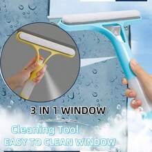 2pcs Three-In-One Window Cleaning Scrapers, Suitable For Home Glass, Bathroom Glass, Kitchen Windows, Three-In-One Cleaning Tool With Spray - Multicolor - Ver 1