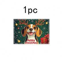 1 set/1 pieza/4 piezas/6 piezas Vajilla con patrón de perro y regalo de Navidad, vajilla térmica, vajilla de poliéster lavable a máquina, vajilla protectora, decoración central, decoración diaria para la sala de estar familiar, adecuada para decoración de reuniones grupales