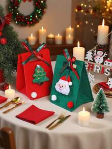 حقيبة من الشعر الاصطناعي للكريسماس، صندوق/حقيبة تفاح عيد الميلاد، حقيبة هدايا، حقيبة هدايا ديكور الحلوى