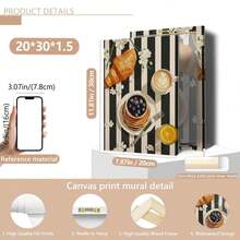 1pc Canvas Hanging, [French Cafe Wall Canvas Art, Fashion Breakfast Poster, Minimalist Food Illustration, Black And White Kitchen Print, Fashion Cafe Illustration] Canvas Wall Art, Funky Girl Art, Inspirational Quote Art, Home Decor, - Multicolor - View 17