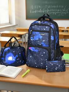 Set de rucsac cu imprimeu Star Element, capacitate mare, buzunare multiple, bretele reglabile, închidere cu fermoar, potrivit pentru școală, serviciu, călătorii, sport, unisex, excelent pentru întoarcerea la școală sau cadou de Crăciun