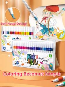 New 72 Color Large Capacity With Ink 30% Water-Based Acrylic Marker With Soft Tip, Suitable For Beginners To Draw, Easy And Fast Color. Birthday Presents For Friends, School Drawings, Back To School