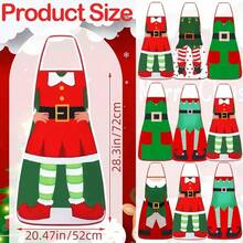 2 piezas Delantales navideños, tamaño 50x70cm, delantales decorativos de Papá Noel y duende, adecuados para hombres y mujeres chefs, suministros de cocina para adultos, pueden ser regalos para fiestas de Navidad, Halloween o Acción de Gracias (color y estilo aleatorios)