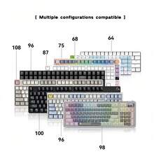 1pc Translucent Side-Engraved Keycaps, Multicolor Gradient Personalized Fit For Mechanical Keyboards, PBT Micro-Sandblasted 130 Keys - Compatible With Standard MX, BOX And Other Cross-Shaped Stem Switches, Suitable For 64/68/75/87/96/98/100/104/108 Keyboard Layouts - Multicolor - View 5