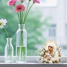 1pc Jesus And Virgin Mary Acrylic Figurine, Heart-Shaped Desktop Decor With White Rose, Suitable For Home And Office Decoration, No Electricity Required, Creative Spiritual Gift, Religious Theme, Christmas Decoration - Multicolor - View 6