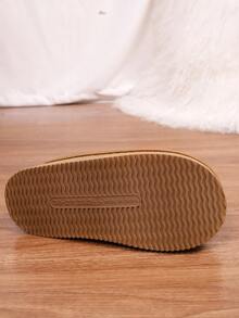 Ladies' Plush Solid-Color Slippers, Comfortable And Warm Indoor Household Slippers Made Of Artificial Fur, With Soft And Non-Slip Soles, Are Perfect Bedroom Shoes Suitable For Halloween Home Wear - Camel - View 6