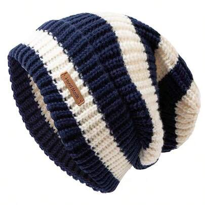Women's And Men's Striped Beanie, Autumn/Winter Warmth And Lightweight Hat