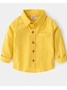 Toddler Boys' Long Sleeve Casual Solid Color Shirt, New Autumn/Winter Collection