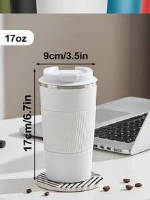 1 pièce Tasse à café isotherme en acier inoxydable de 500 ml avec manchon antidérapant, sous vide scellé, convient pour les boissons chaudes et froides, conçue pour les hommes et les femmes, disponible en plusieurs couleurs modernes