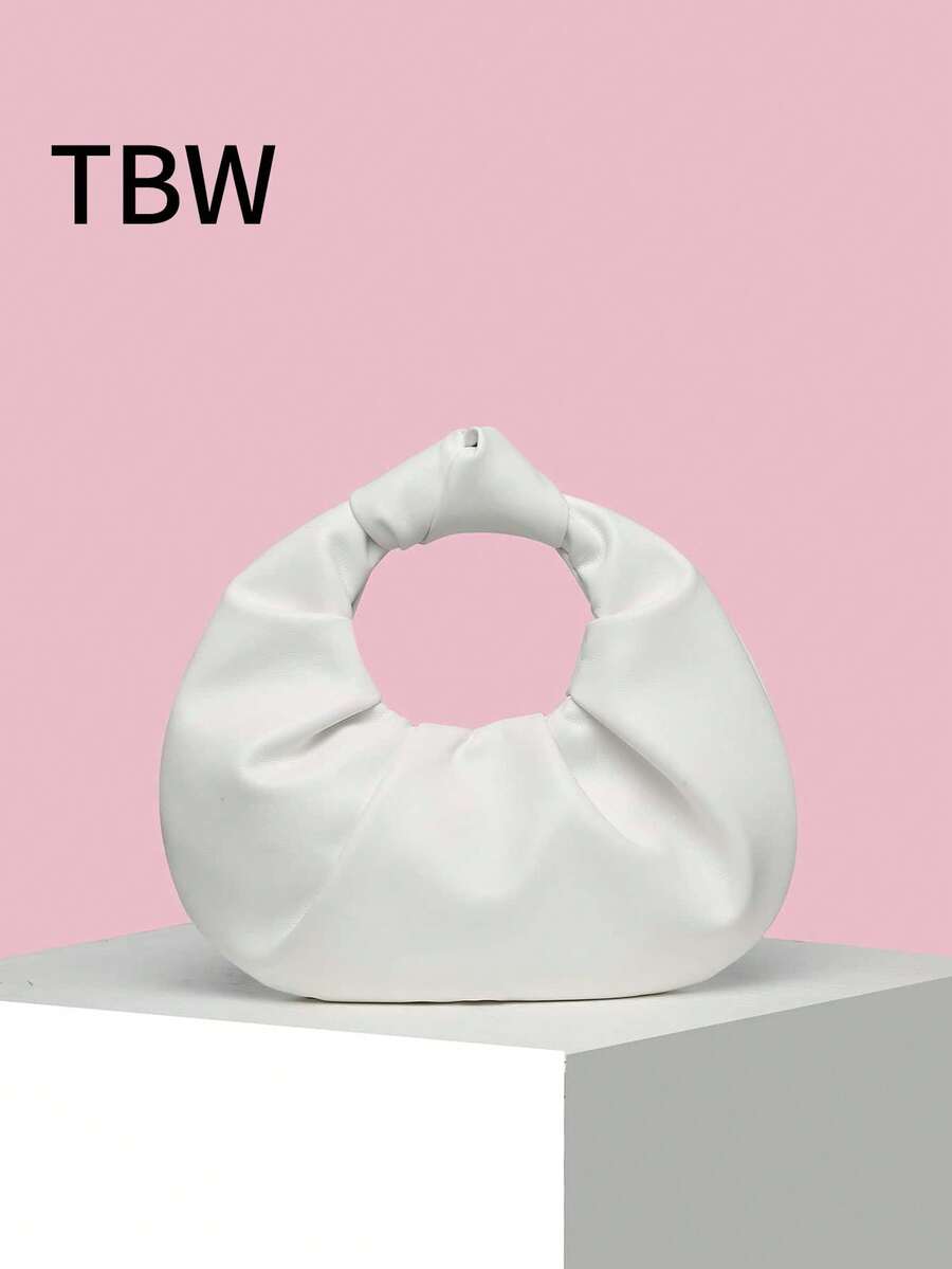 Women's Handbag With Cloud Pleats, Solid Color, Stylish With A Knot, Suitable For Going Out. - White - View 1