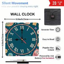 Custom Laser Engraved Wooden Wall Clock - Silent Non-Ticking Roman Numerals, 10x10 Inch Square Office Decor