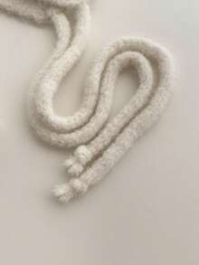 复古贴花针织耳罩，保暖耳罩，多功能甜美系带耳套，时尚耳罩，秋冬季女士耳罩，装饰围巾配饰 白色耳罩