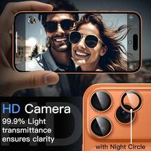 ZYONS Set de 3 películas protectoras de metal con diseño de anillo de estrella naranja para el objetivo de la cámara, ajuste perfecto, película protectora circular para el objetivo trasero de la cámara, compatible con iPhone 17 Pro Max/17 Air/16 Pro Max/16 Pro/16 Plus/16/16E/15/14/13 Mini/12/11 - Naranja - Ver 5