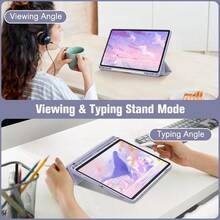 YQQ Fintie Hybrid Slim Case For Samsung Galaxy Tab S10 Lite S10 FE S9 FE 10.9 Inch Tab S9 11 Inch With S Pen Holder Shockproof Cover With Clear Transparent Back Shell Auto Wake Sleep Lilac Purple5801 - Tím tử đinh hương - Xem 4