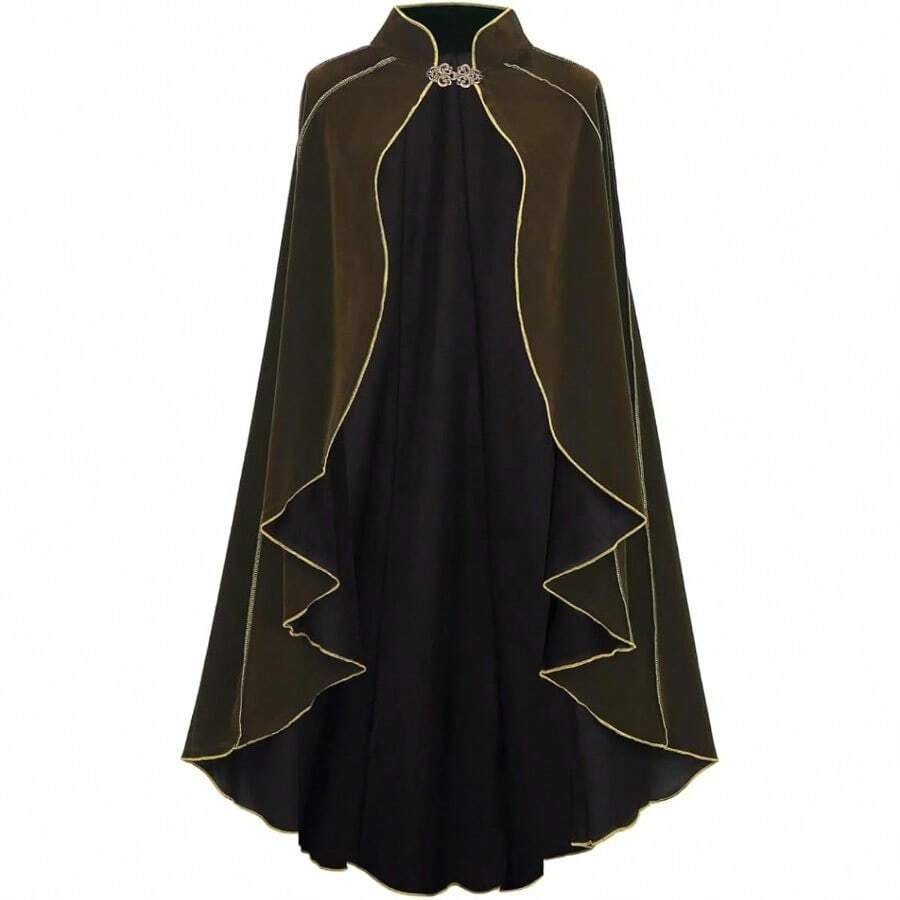 Women's Medieval Cloak Renaissance Velvet Cape With StandUp Collar Queen Princess Costume Halloween Christmasgift - màu nâu - Xem 1