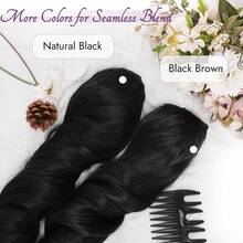 FESHFEN Clip-In Extensions, 50 Cm Wavy Clip-In Hair Extensions Blonde For Women, 5 Pieces, Natural Hair Extensions, Synthetic Hairpiece, Hair Extensions - Natural Black - 查看 4