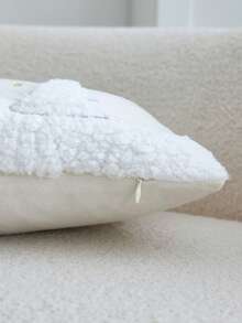 1 pieza Funda de cojín bordada con árbol de Navidad y casa en dorado y plateado, adecuada para decoración interior, funda de cojín decorativa navideña, sin incluir el relleno del cojín