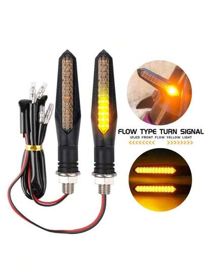 Kit 2 Peças Pisca Palito Slim De Seta Led Sequencial Esportiva Para Moto Amarelo Universal 12V