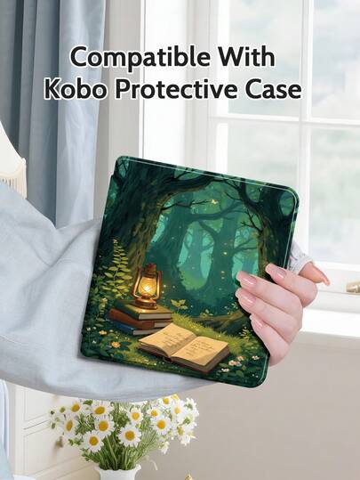 Kobo Cover With Protective Flap, Featuring A Night-Time Forest Reading Scene With Lanterns. Compatible With Kindle Paperwhite (12th Gen) Version 2024, Kindle Paperwhite (11th Gen) Version 2021, Kindle (11th Gen) Version 2022, Kindle (10th Gen) Version 2019, Kobo Clara Color/BW 2024,Kobo Clara 2E