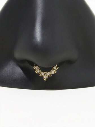 1 szt. 14-karatowy złoty regulowany klips/kółko na nos z kryształkami, odpowiedni do codziennego noszenia