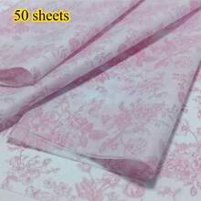 15/50/100pcs Pink & Black Rose Flower Pattern Thin Paper, Suitable For DIY Crafts, Party Gift Packaging, Bouquet Wrapping, Shoes & Clothing Packaging, Birthday Gift Packaging And Other Decoration Scenarios - Pink Rose Flower - View 11