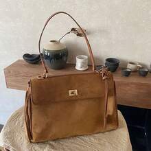 Bolso tote retro para mujer, bolso de mano esmerilado de gran capacidad para ir al trabajo, textura otoñal e invernal, bolso de hombro versátil - Bolso tote para mujer, monedero, bolso de asa superior de gran capacidad, bolsos de hombro para mujer, negro